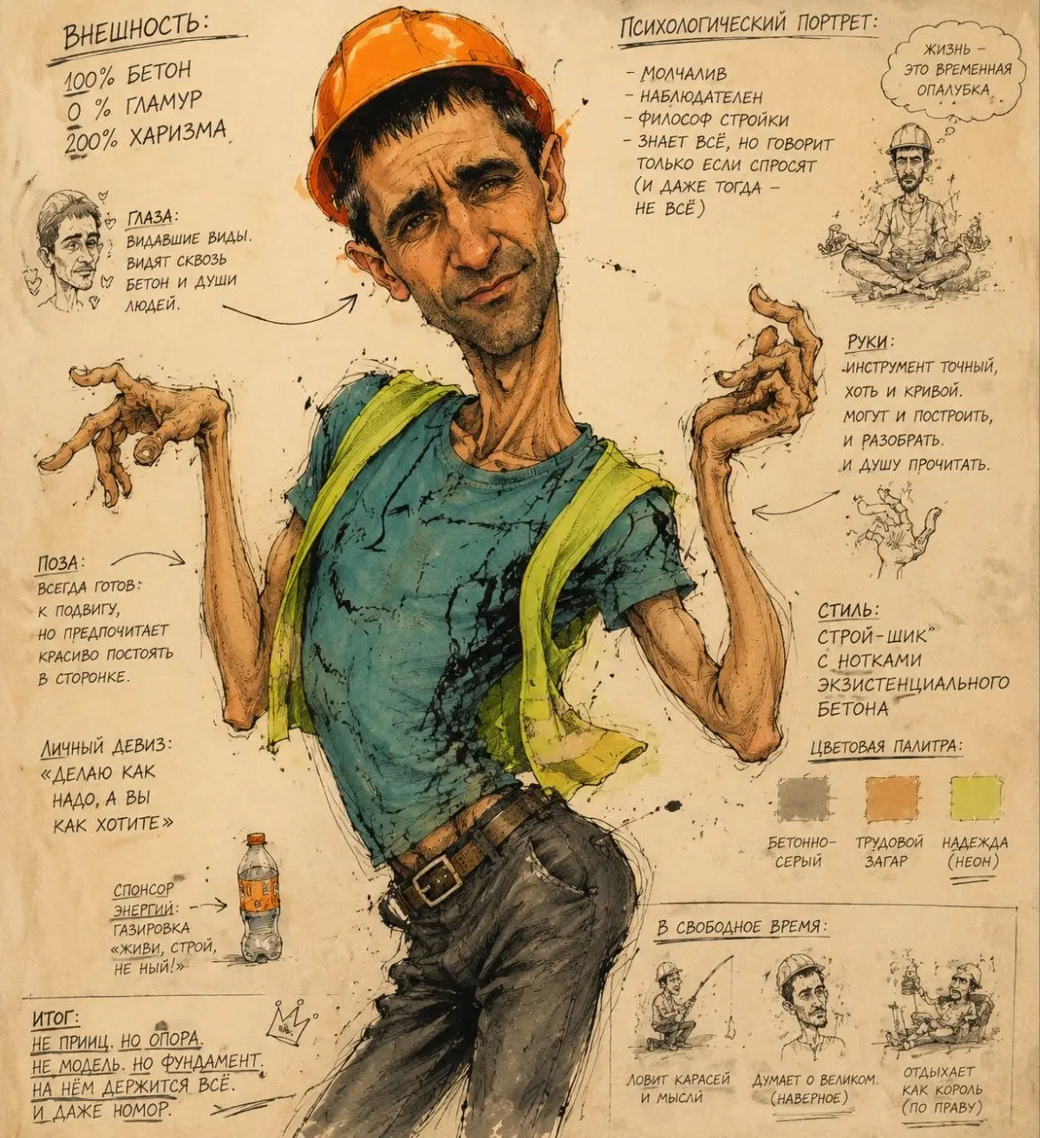 промт :
Turn the person from the photo into a grotesque humorous fashion caricature sketch | Сетка — социальная сеть от hh.ru