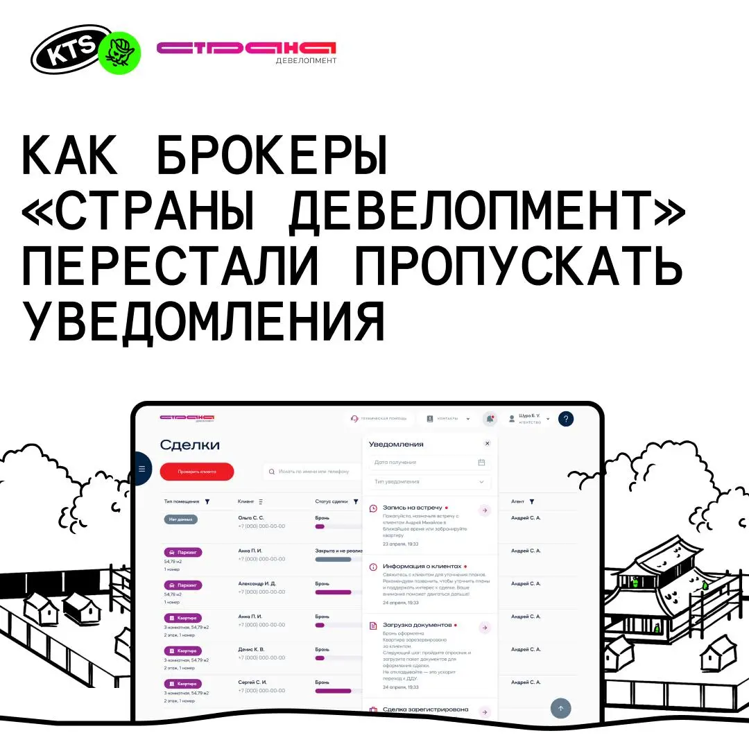 Раньше менеджеры девелопера вручную оповещали агентов по каждому изменению статуса — это съедало время колл-центра и тормозило цикл сделки | Сетка — социальная сеть от hh.ru