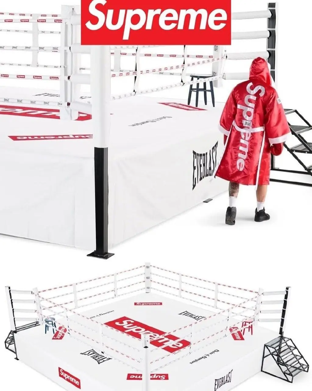 Supreme начал выпускать вещи из своей абсурдно‑провокативной коллекции. Совместно с Everlast выпустили полноразмерный соревновательный боксёрский ринг | Сетка — социальная сеть от hh.ru