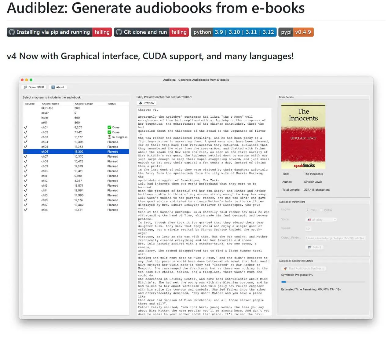 📚 Нашли тулзу, которая превращает любые книги в аудиокниги в один клик — Audiblez генерирует озвучку локально на вашем ноутбуке за считанные минуты | Сетка — социальная сеть от hh.ru