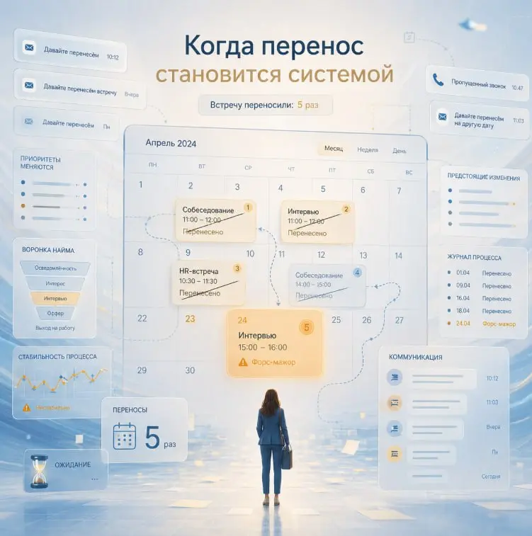 Абсурд или история 5 форс-мажоров
Иногда проблема найма — не в рынке.
А в том, что процессы внутри компании начинают жить в режиме бесконечного «форс-мажора» | Сетка — социальная сеть от hh.ru