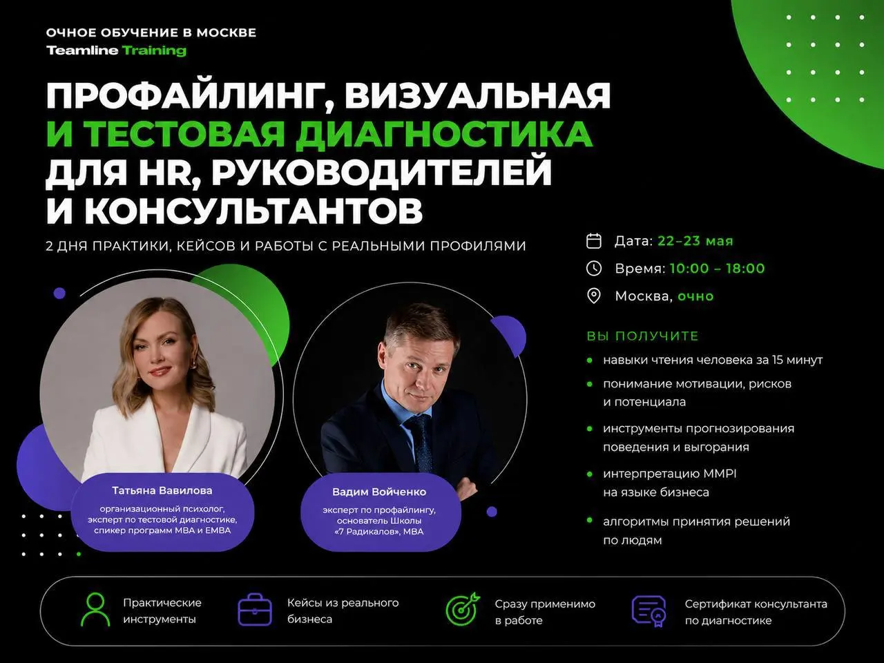 22–23 мая в Москве проведём большой очный интенсив по профайлингу, визуальной и тестовой диагностике личности для HR, руководителей и консультантов | Сетка — социальная сеть от hh.ru