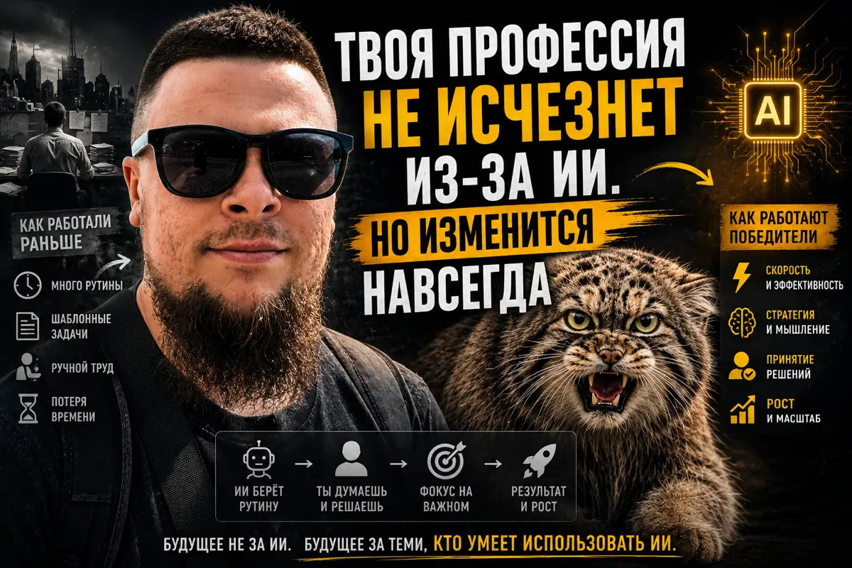 Твоя профессия не исчезнет из-за ИИ. Но изменится навсегда
Сейчас многие боятся одного и того же:
"ИИ заберет мою работу"
И это неправильный вопрос | Сетка — социальная сеть от hh.ru