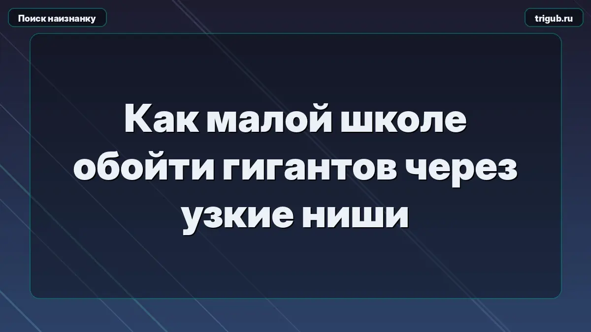 Как малой школе обойти гигантов через узкие ниши | Сетка — социальная сеть от hh.ru