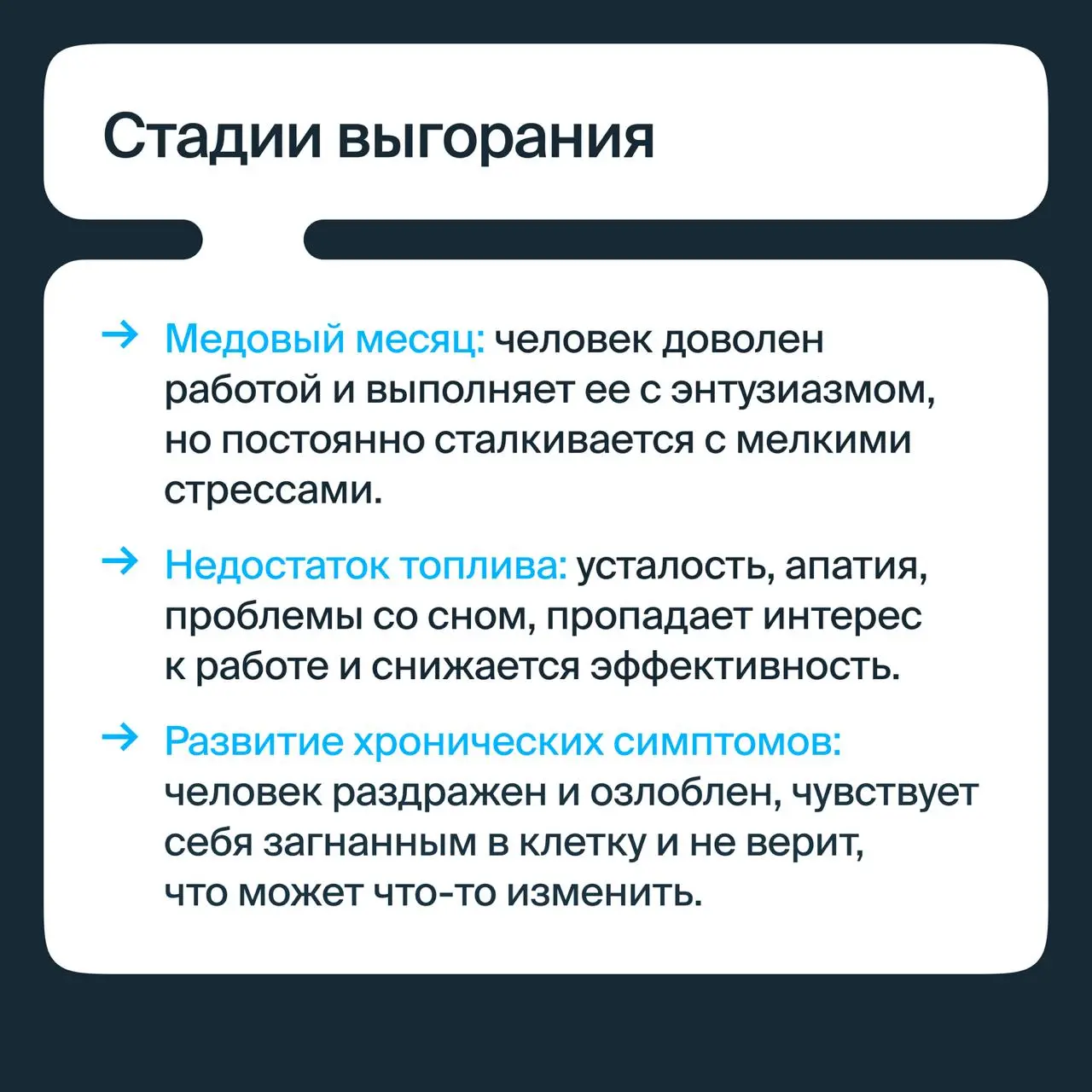 Привет, этой Ясно! Собрали карточки о том, что такое выгорание и как себе помочь. А лучше понять своё состояние поможет тест про выгорание💙 | Сетка — социальная сеть от hh.ru