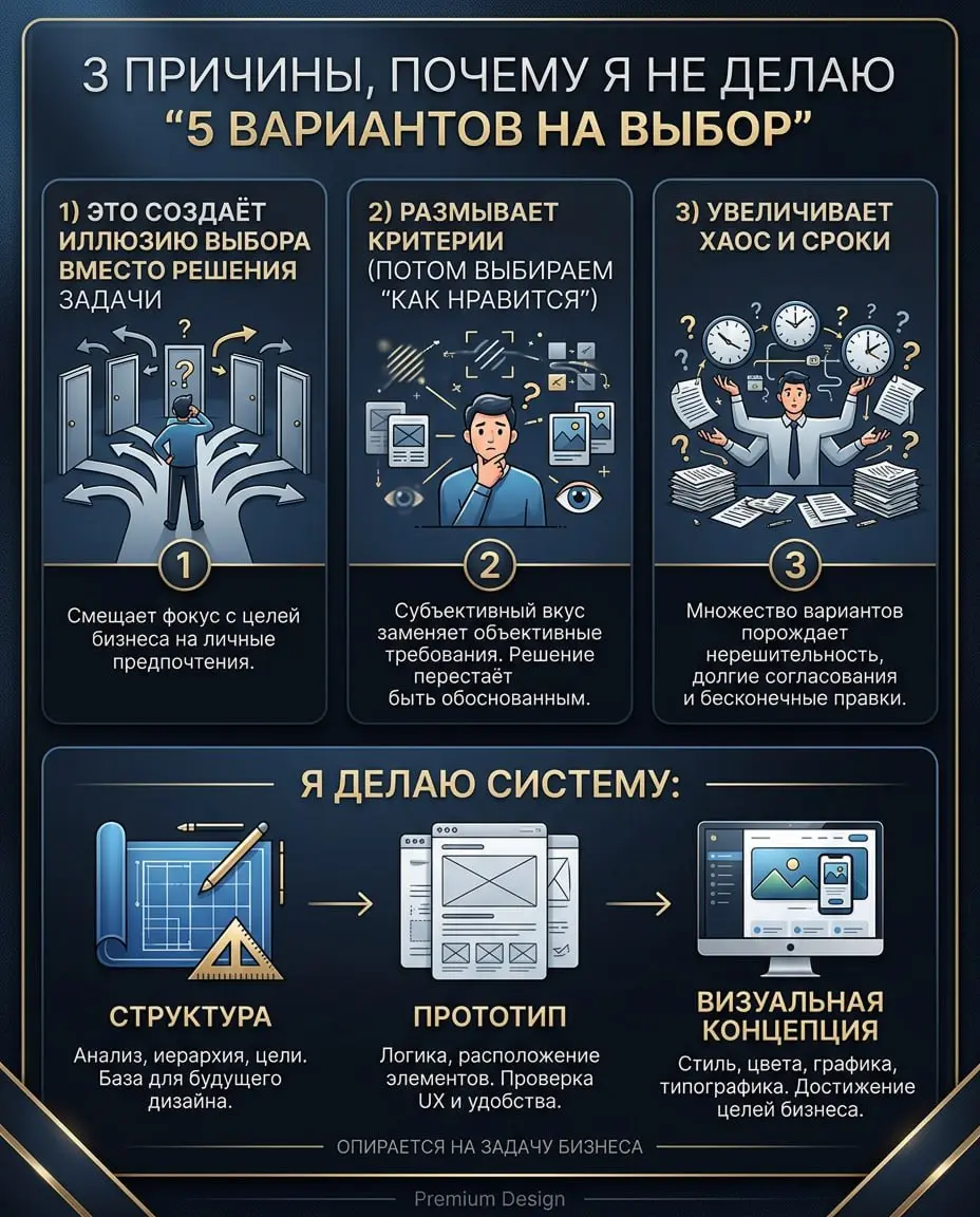“Сделайте 5 вариантов, мы выберем” — любимая фраза тех, кто хочет быстрее, а получает дольше | Сетка — социальная сеть от hh.ru