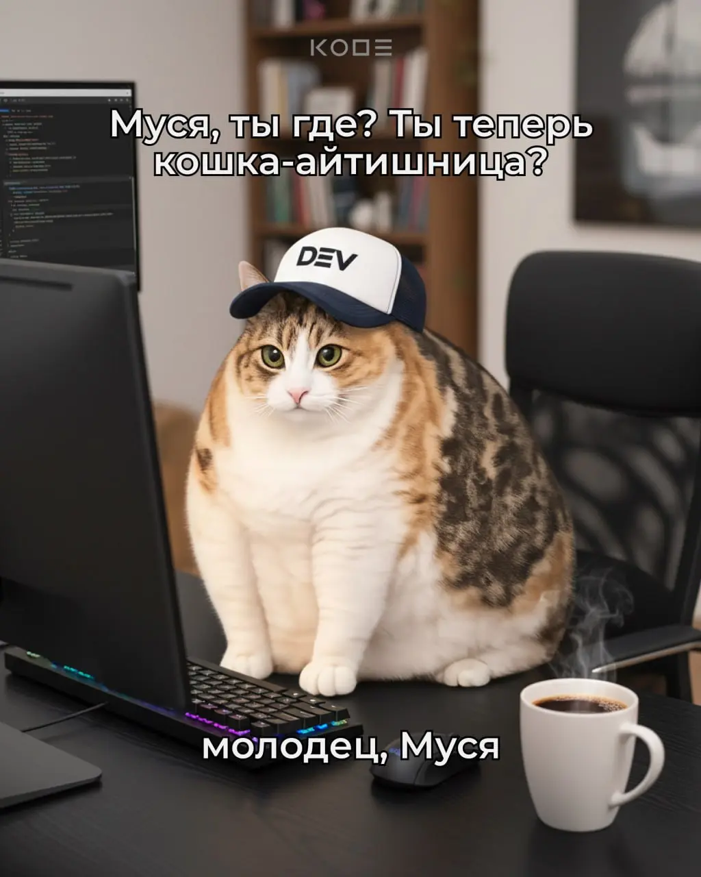 О НЕТ! КОШКА МУСЯ ПРОПАЛА😭
Спокойно! Муся не пропала — Муся выросла.
Кошка Муся стала разработчиком | Сетка — социальная сеть от hh.ru