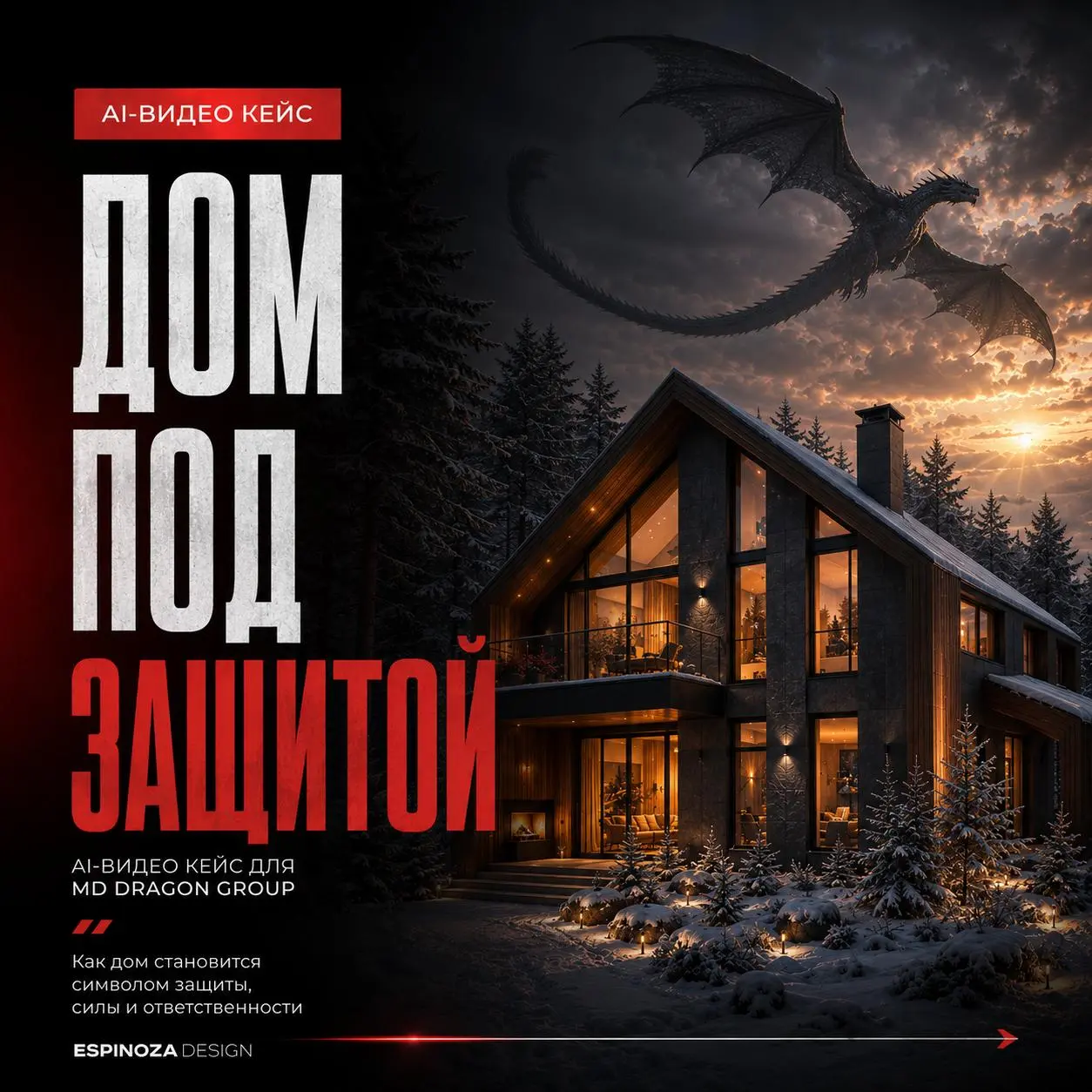 Дом, который становится символом защиты
В этом кейсе для MD DRAGON GROUP мы собирали видео не вокруг «вау, дракон в небе», а вокруг более важной идеи: дом должен ощущаться защищённым | Сетка — социальная сеть от hh.ru