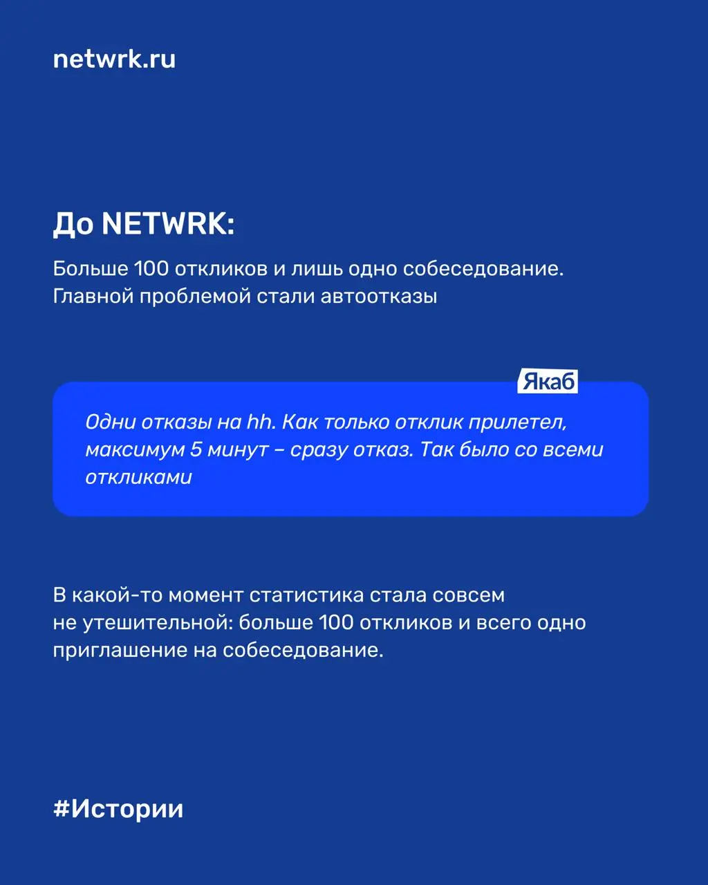 «После улучшения резюме автоотказы исчезли»: как Якаб получил оффер с помощью NETWRK меньше, чем за месяц
Якабу 23 года. Он из Москвы, специалист по охране труда | Сетка — социальная сеть от hh.ru