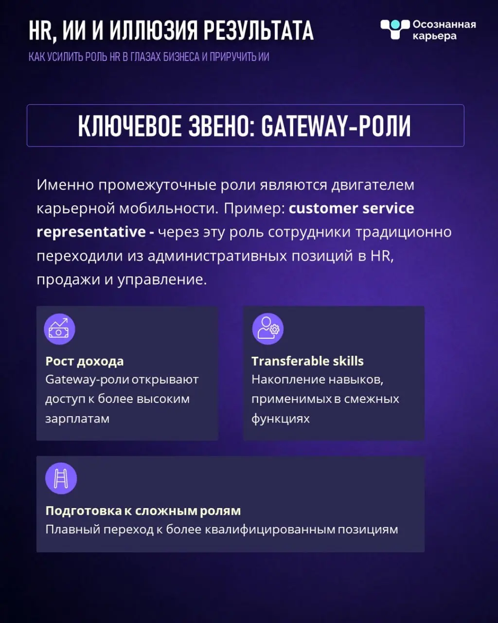 Перевели новое исследование Brookings о том, как AI влияет на карьерные траектории сотрудников
подробности в карточках, сохраняйте и делитесь 💙
Раньше человек рос постепенно: junior ➡️ middle ➡️ senio... | Сетка — социальная сеть от hh.ru