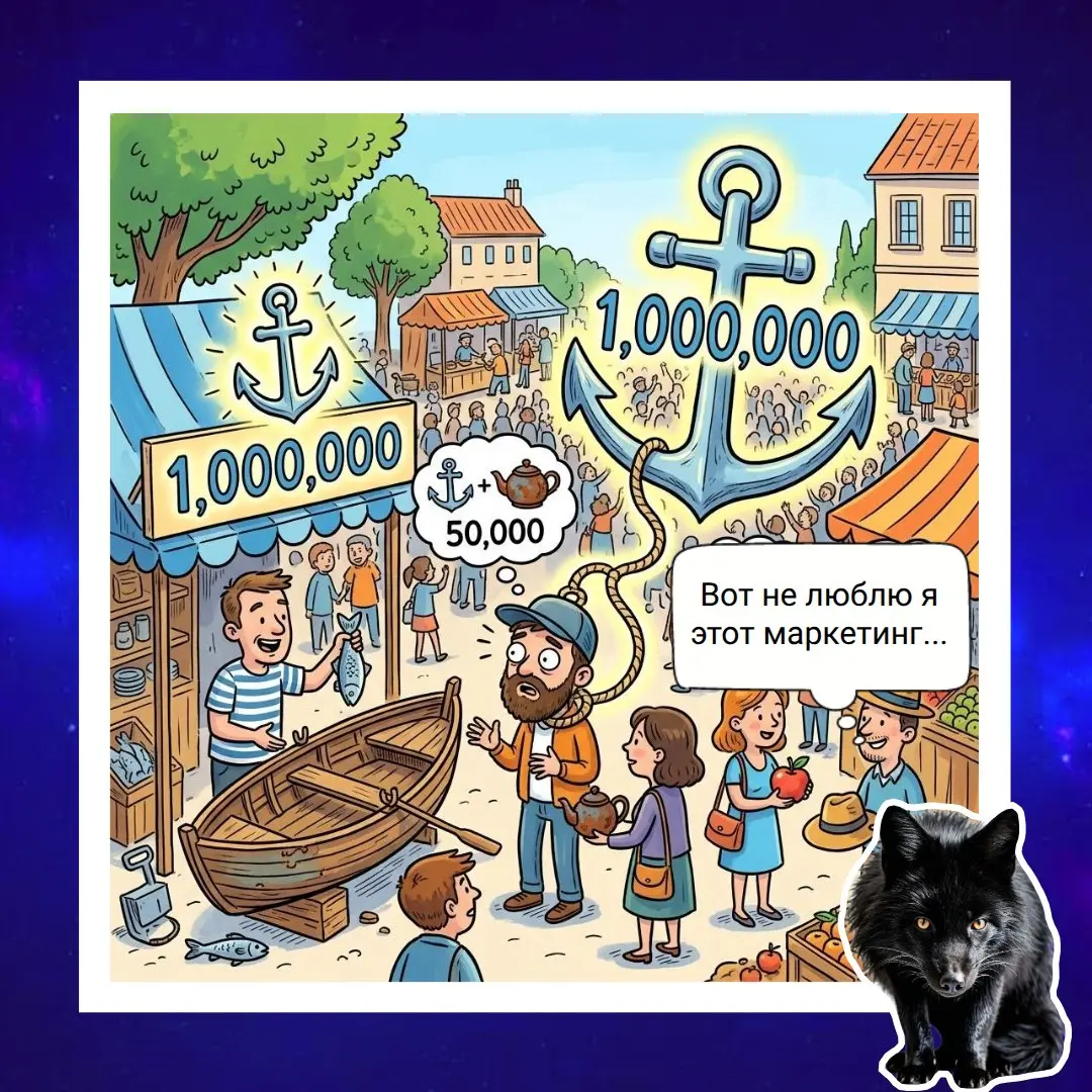 Когнитивное искажение - Эффект якоря ⚓
Первая цифра, которую вы услышали, цепляется в голове и искажает все последующие оценки — даже если она взята с потолка | Сетка — социальная сеть от hh.ru