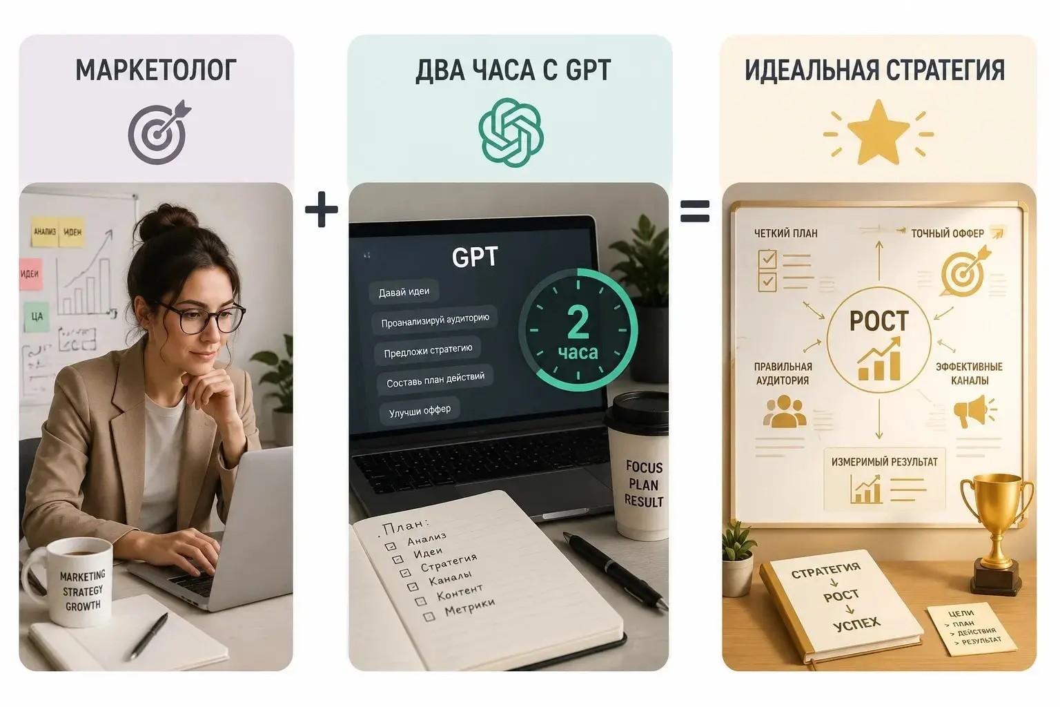Маркетолог и два часа с GPT  (равно) = идеальная стратегия | Сетка — социальная сеть от hh.ru