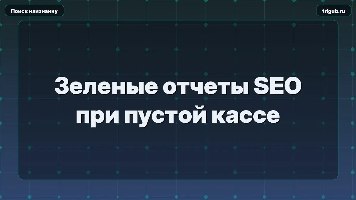 Зеленые отчеты SEO при пустой кассе | Сетка — социальная сеть от hh.ru