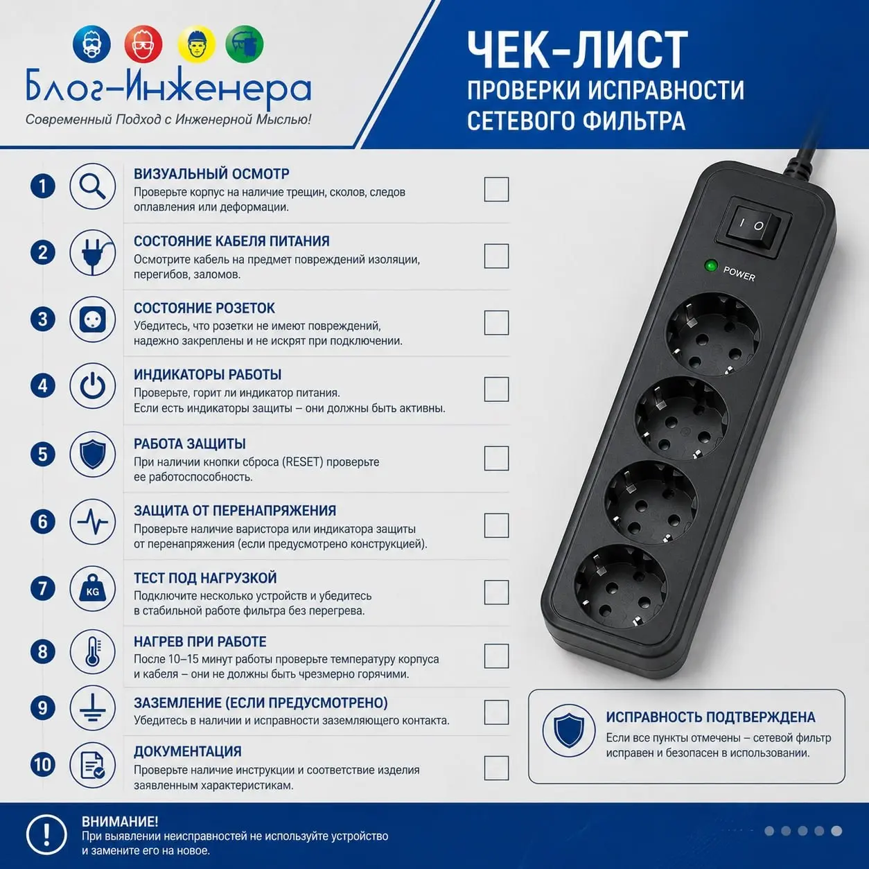 Простые проверки: чек-лист контроля исправности сетевого фильтра
ℹ️ Сетевой фильтр — устройство, от которого напрямую зависит безопасность техники и рабочего места | Сетка — социальная сеть от hh.ru