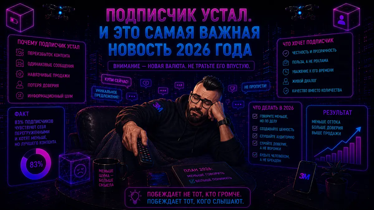 Подписчик устал. И это самая важная новость 2026 года 😮‍💨 | Сетка — социальная сеть от hh.ru
