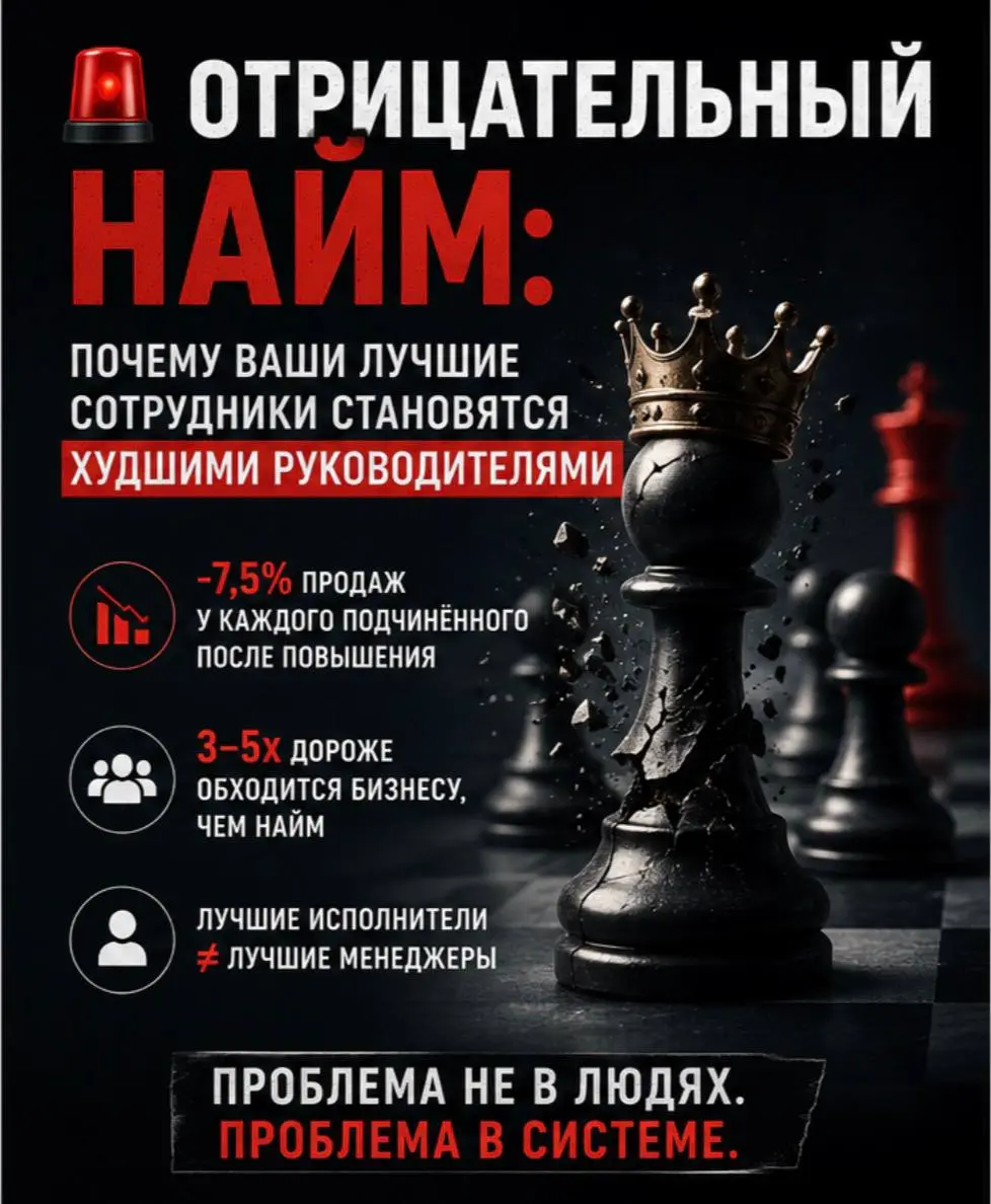 🚨 ОТРИЦАТЕЛЬНЫЙ НАЙМ
Почему лучшие сотрудники всё чаще становятся худшими руководителями | Сетка — социальная сеть от hh.ru