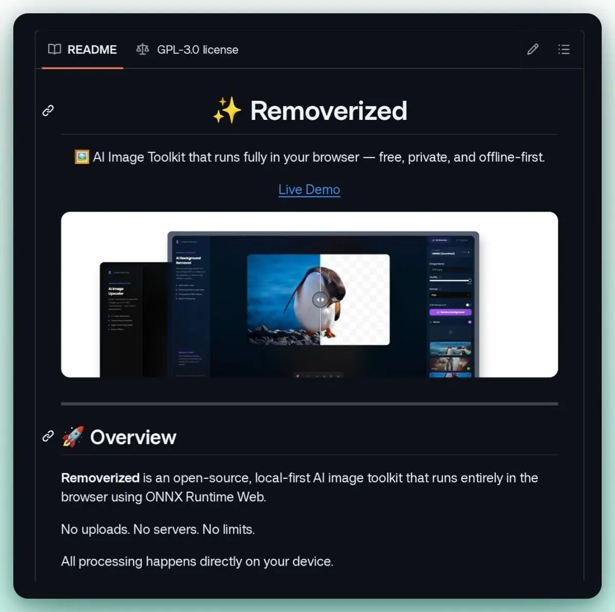 Сносим фон у любой картинки в пару кликов — вышел бесплатный инструмент Removerized 😮
Работает локально, при этом в вашем браузере — закидываем фотку и получаем обработанную версию без фона | Сетка — социальная сеть от hh.ru