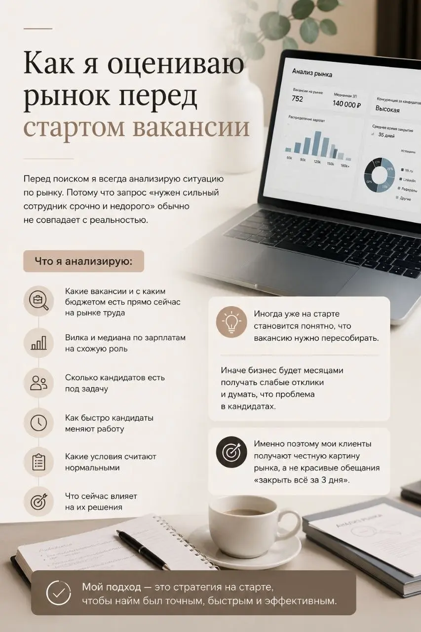 Одна из самых частых ошибок в найме — начинать поиск без анализа рынка.
Когда собственник говорит:
«Нужен сильный сотрудник. Срочно | Сетка — социальная сеть от hh.ru