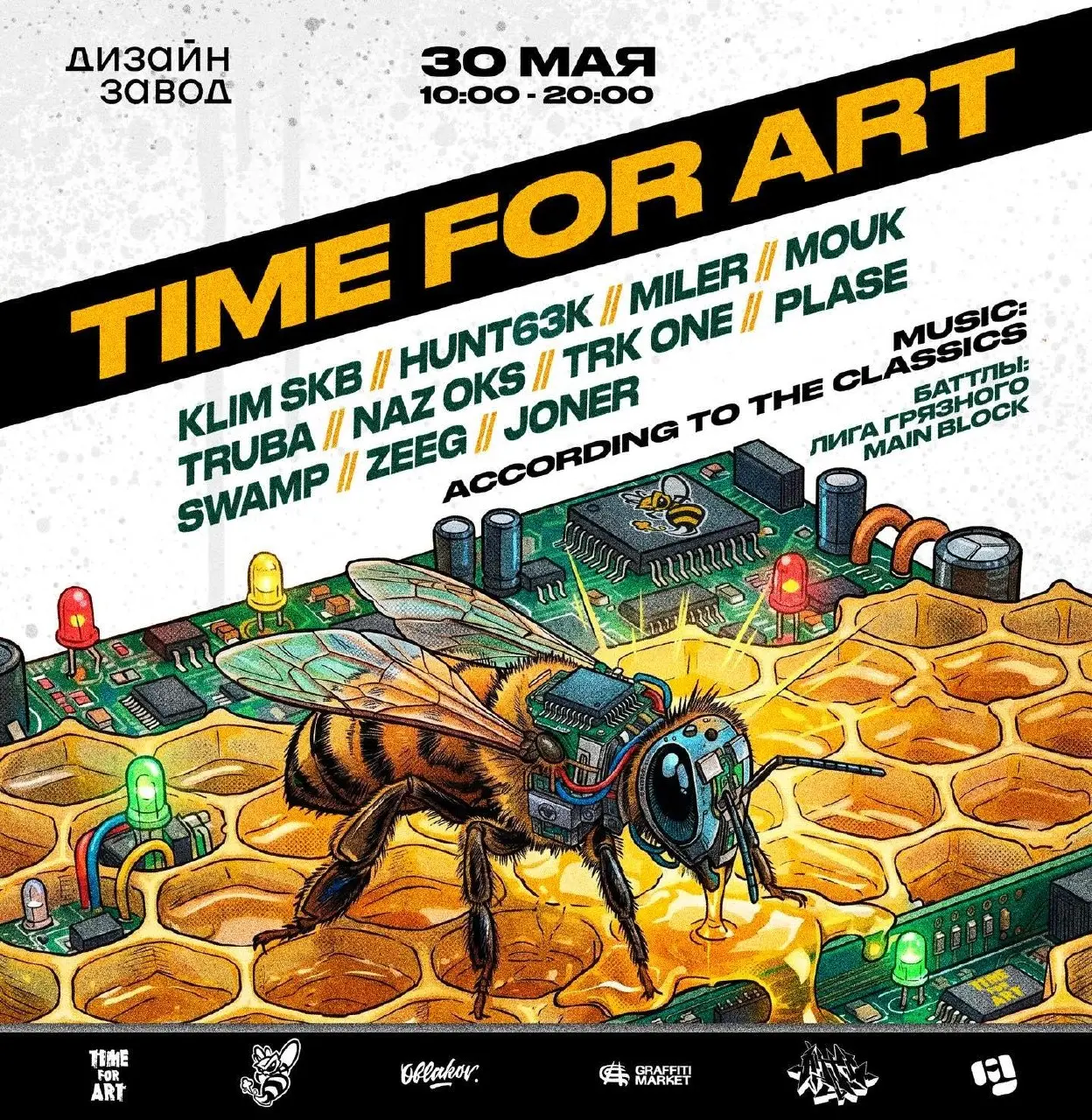 TIME FOR ART: стрит-арт джем и баттлы
🦄11 художников из 5 городов России и Минска, ведущие — Грязный7 и Main Block, музыкальное сопровождение — ACCORDING TO THE CLASSICS
💡Гигантская коллективная работ... | Сетка — социальная сеть от hh.ru
