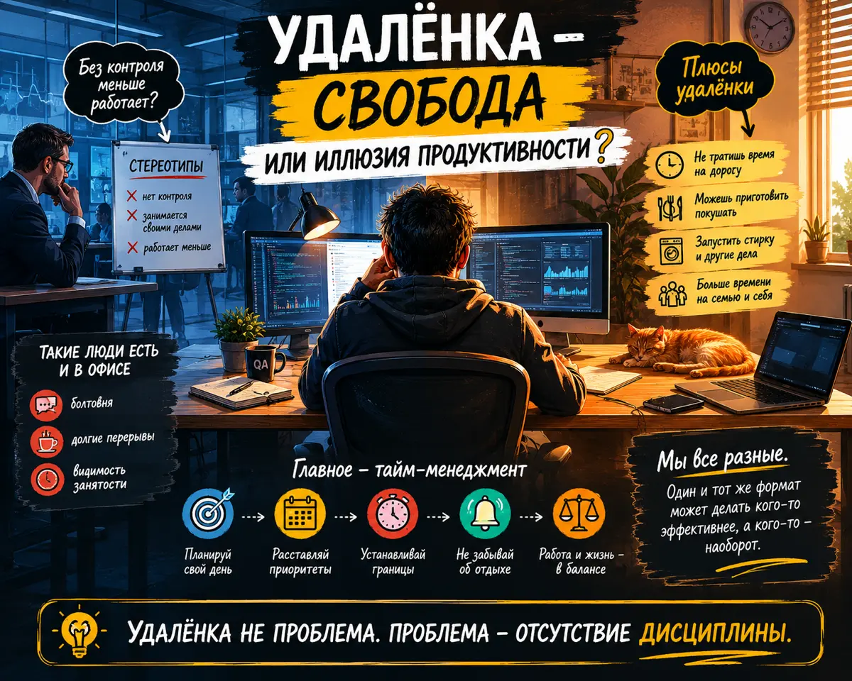 🚀 Удалёнка — это свобода или иллюзия продуктивности? | Сетка — социальная сеть от hh.ru
