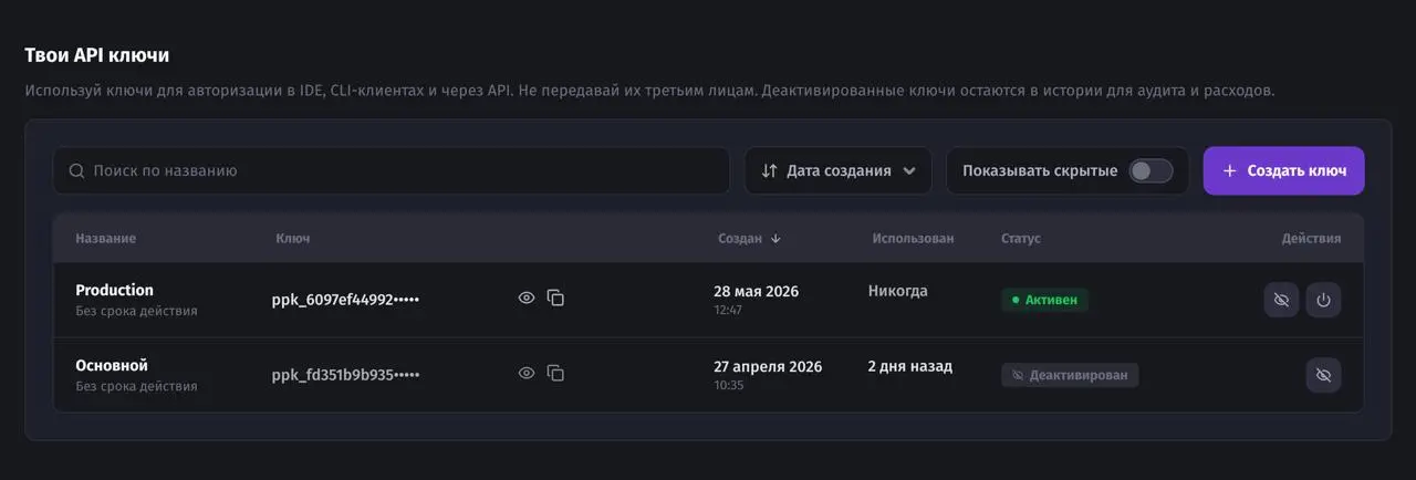 #новости Обновили управление API-ключами и статистику в AI для кода.
Это ключи, через которые можно подключить Claude к Claude Code, Cursor, VS Code, JetBrains, Neovim и другим IDE-инструментам | Сетка — социальная сеть от hh.ru