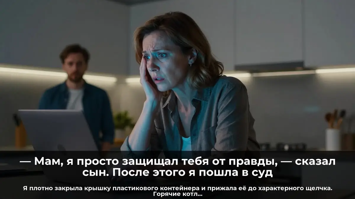 — Мам, я просто защищал тебя от правды, — сказал сын. После этого я пошла в суд
Я плотно закрыла крышку пластикового контейнера и прижала её до характерного щелчка | Сетка — социальная сеть от hh.ru