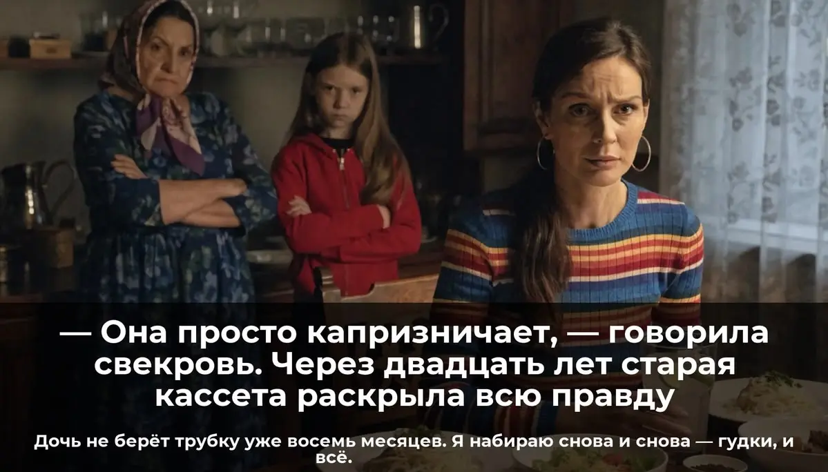 — Она просто капризничает, — говорила свекровь. Через двадцать лет старая кассета раскрыла всю правду
Дочь не берёт трубку уже восемь месяцев. Я набираю снова и снова — гудки, и всё | Сетка — социальная сеть от hh.ru