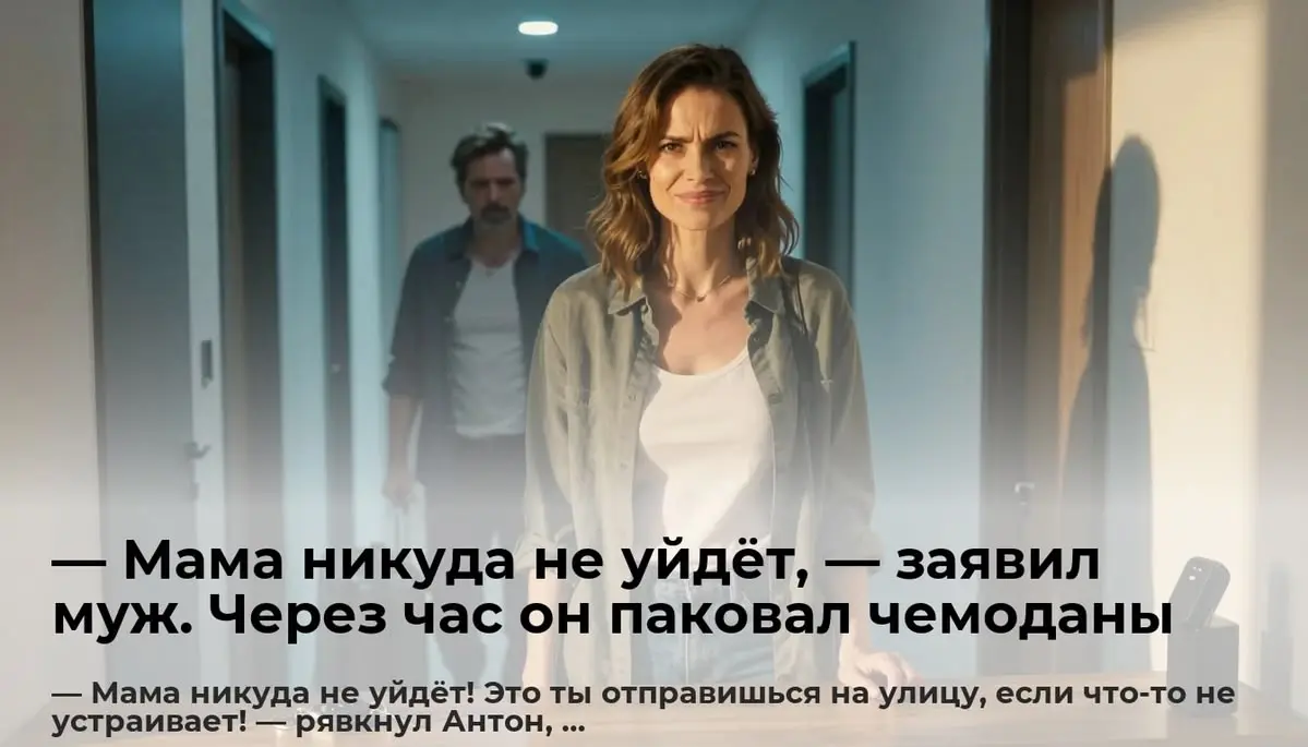 — Мама никуда не уйдёт, — заявил муж. Через час он паковал чемоданы
— Мама никуда не уйдёт! Это ты отправишься на улицу, если что-то не устраивает! — рявкнул Антон, с силой швырнув связку ключей | Сетка — социальная сеть от hh.ru