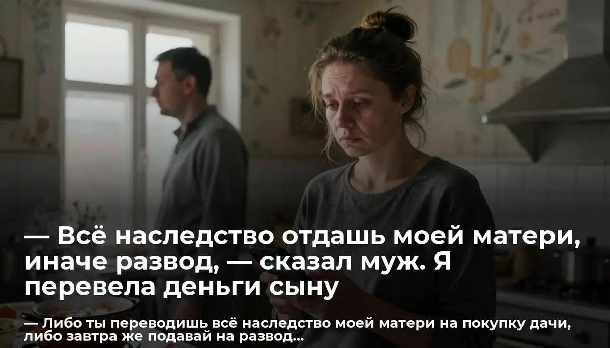 — Всё наследство отдашь моей матери, иначе развод, — сказал муж | Сетка — социальная сеть от hh.ru