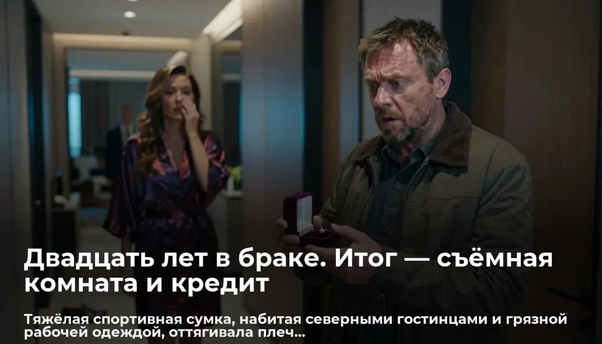 Двадцать лет в браке. Итог — съёмная комната и кредит
Тяжёлая спортивная сумка, набитая северными гостинцами и грязной рабочей одеждой, оттягивала плечо | Сетка — социальная сеть от hh.ru