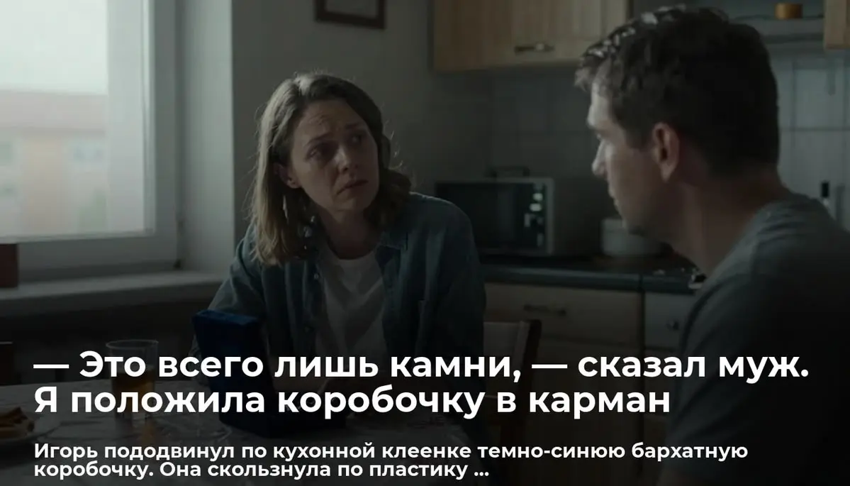 — Это всего лишь камни, — сказал муж. Я положила коробочку в карман
Игорь пододвинул по кухонной клеенке темно-синюю бархатную коробочку | Сетка — социальная сеть от hh.ru