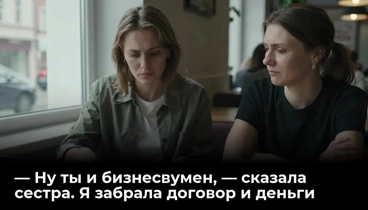— Ну ты и бизнесвумен, — сказала сестра. Я забрала договор и деньги
— Ну ты и бизнесвумен, — усмехнулась Алина, не выпуская из рук мой договор. — Даже с родной сестры готова содрать по полной | Сетка — социальная сеть от hh.ru