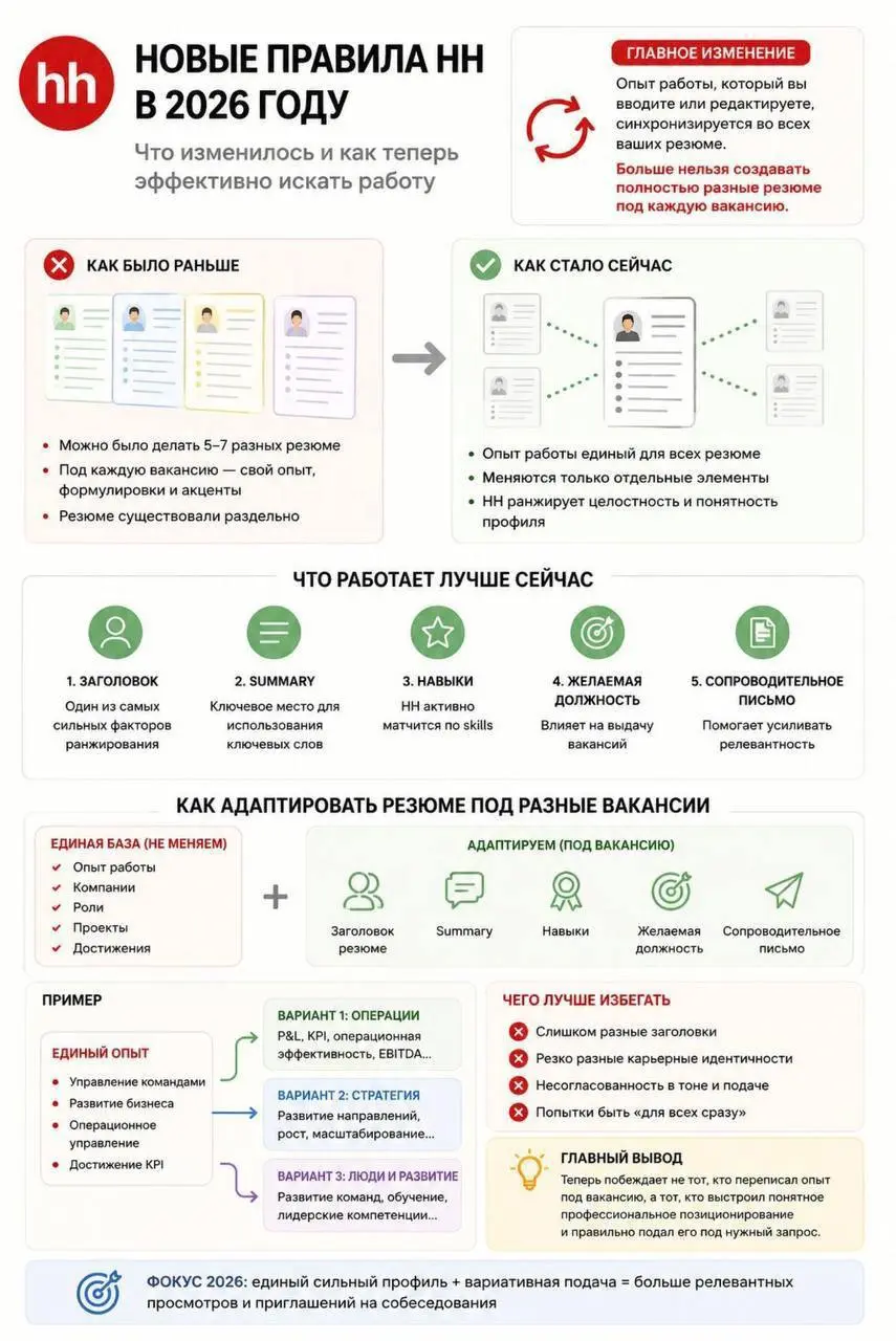 Алгоритмы hh
На просторах интернета наткнулась на такую картинку с новыми алгоритмами. Первоисточник не знаю, на самом hh подтверждения не нашла | Сетка — социальная сеть от hh.ru
