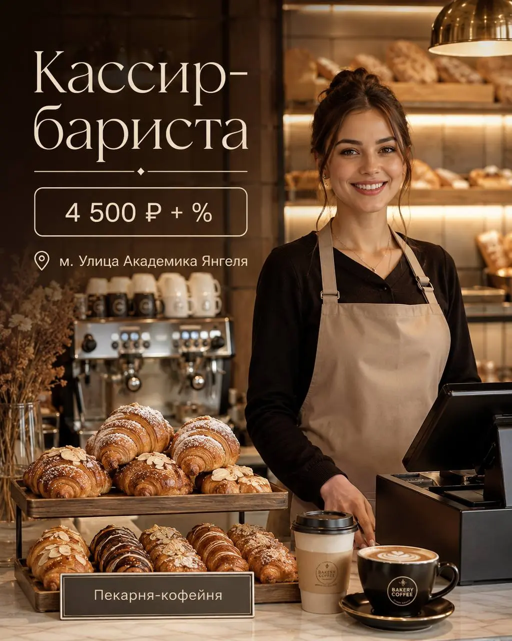 КАССИР-БАРИСТА
От 4 500₽/смена + % от продаж за выполнение плана
Пекарня-кофейня
• Москва, м | Сетка — социальная сеть от hh.ru