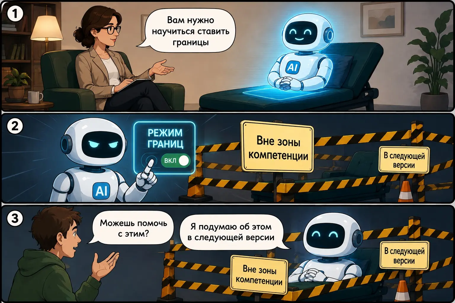 🧠 Кадр №14:   разговор с AI у психотерапевта | Сетка — социальная сеть от hh.ru
