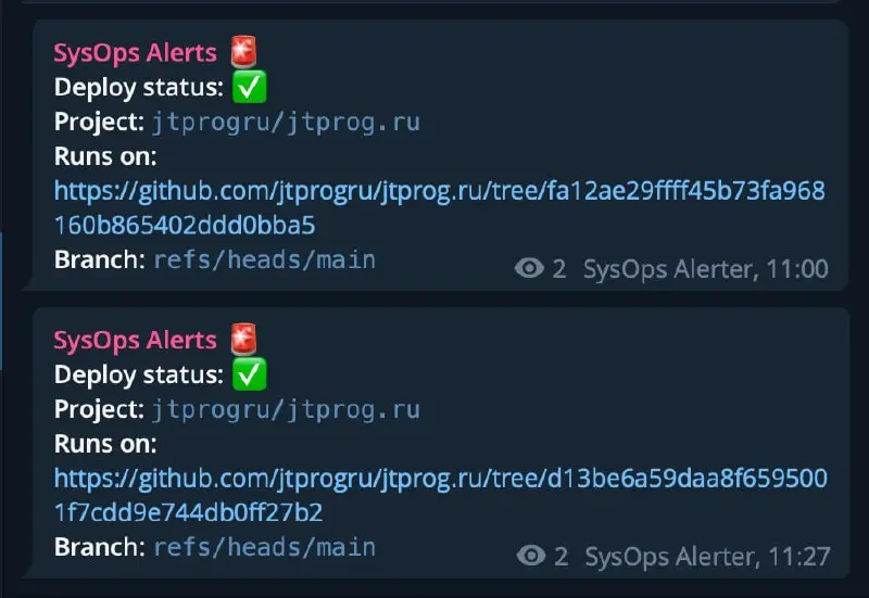 notiflow – уведомления о CI в Telegram
Привет, %username%! Знакомая ситуация: пушнул, закрыл ноут, пошёл за кофе | Сетка — социальная сеть от hh.ru