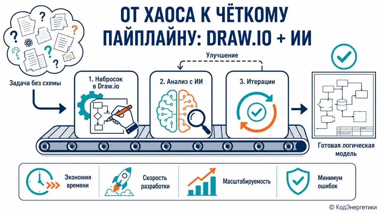 Делаем пайплайн с помощью Draw.io и ИИ | Сетка — социальная сеть от hh.ru