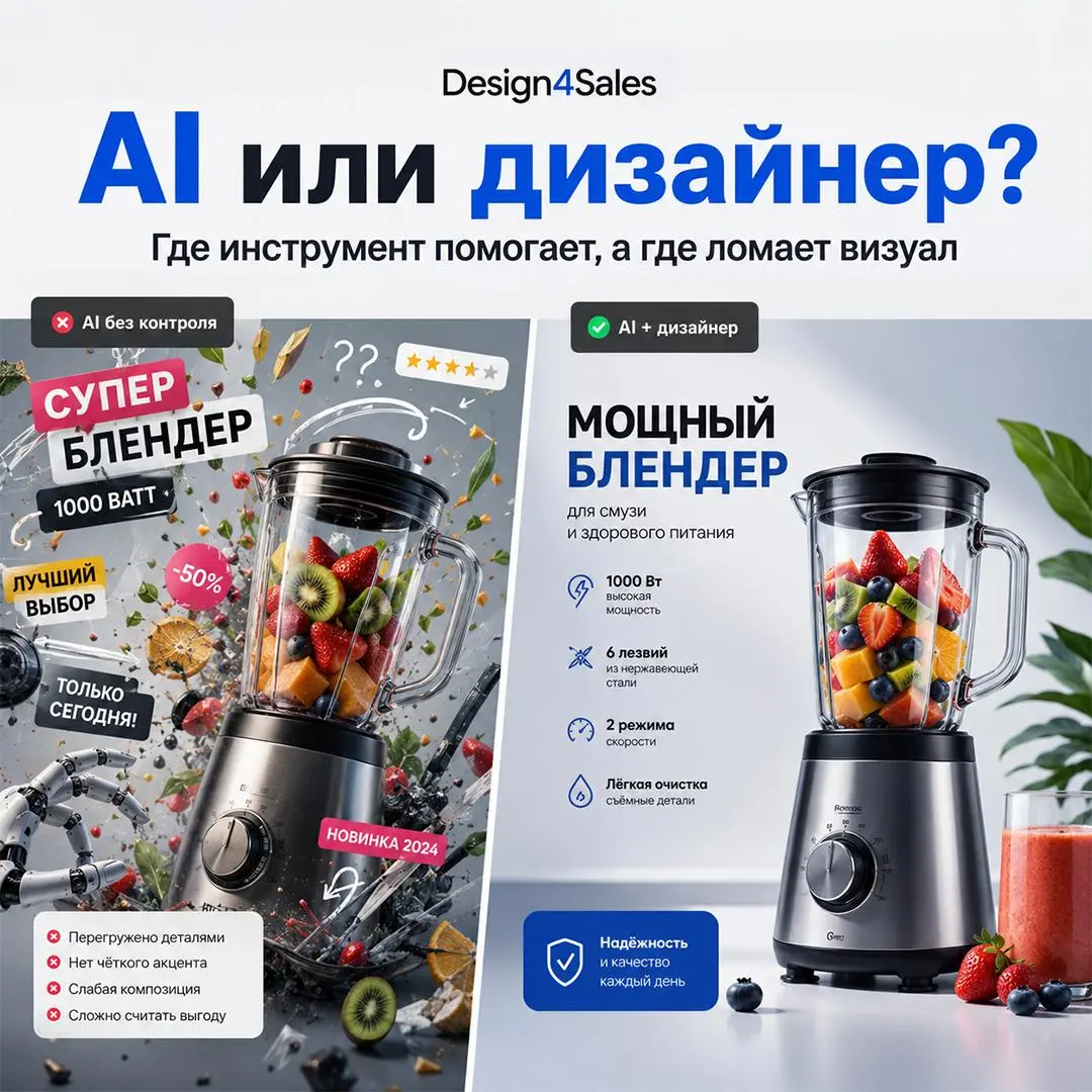 🤖 AI подходит / AI не подходит
AI сейчас реально помогает в дизайне.
Можно быстро накидать идеи, подобрать настроение, попробовать разные фоны, собрать черновые варианты и быстрее понять направление | Сетка — социальная сеть от hh.ru