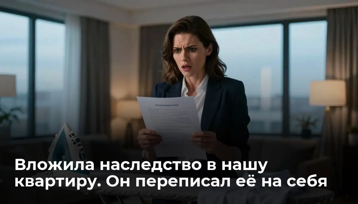Вложила наследство в нашу квартиру. Он переписал её на себя
Я сдвинула стопку мужских рубашек на край гладильной доски, и серая пластиковая папка съехала на пол. Пластик сухо щелкнул по ламинату | Сетка — социальная сеть от hh.ru