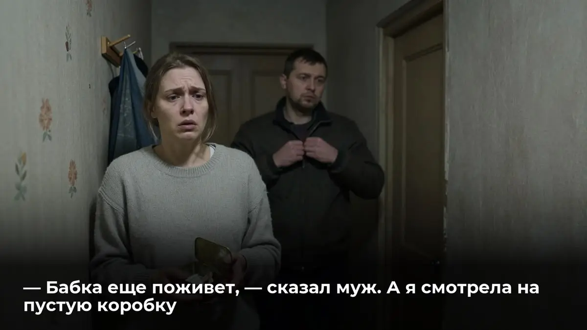 — Бабка еще поживет, — сказал муж. А я смотрела на пустую коробку
— Бабка еще поживет, а мне нервы лечить надо, — сказал Игорь, застегивая молнию на осенней куртке. Я стояла посреди тесной прихожей | Сетка — социальная сеть от hh.ru