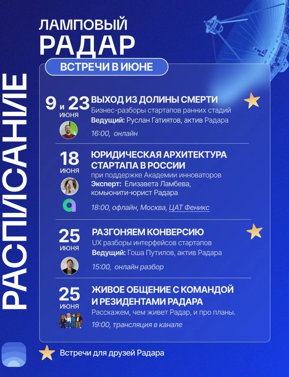 ⚡️Июнь – календарь мероприятий сообщества Product Radar
🌻Лето началось, а значит впереди больше встреч, разборов и общения | Сетка — социальная сеть от hh.ru