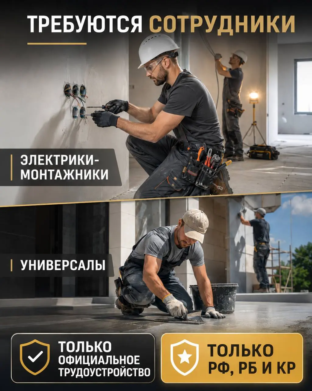 1️⃣ЭЛЕКТРИК-МОНТАЖНИК - 7500₽/смена2️⃣МАСТЕР-УНИВЕРСАЛ -
5500₽/смена
ООО «МЛ ПЛАНЕТ»
• Москва
• Строительство
• +79262330518
Полное описание вакансии размещено в Телеграм и Макс | Сетка — социальная сеть от hh.ru