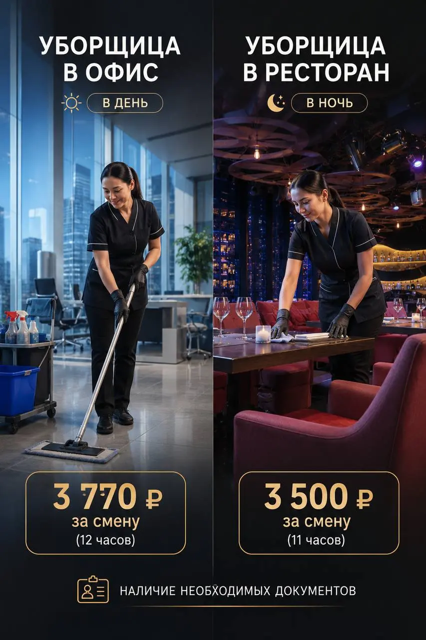 УБОРЩИЦА
3 500₽/смена - 3 770₽/смена
Даймонд
• Москва-Сити
• Клининг и бытовые услуги
• +79166559553
Полное описание вакансии размещено в Телеграм и Макс. Переходите по ссылке в закрепленном сообщении | Сетка — социальная сеть от hh.ru