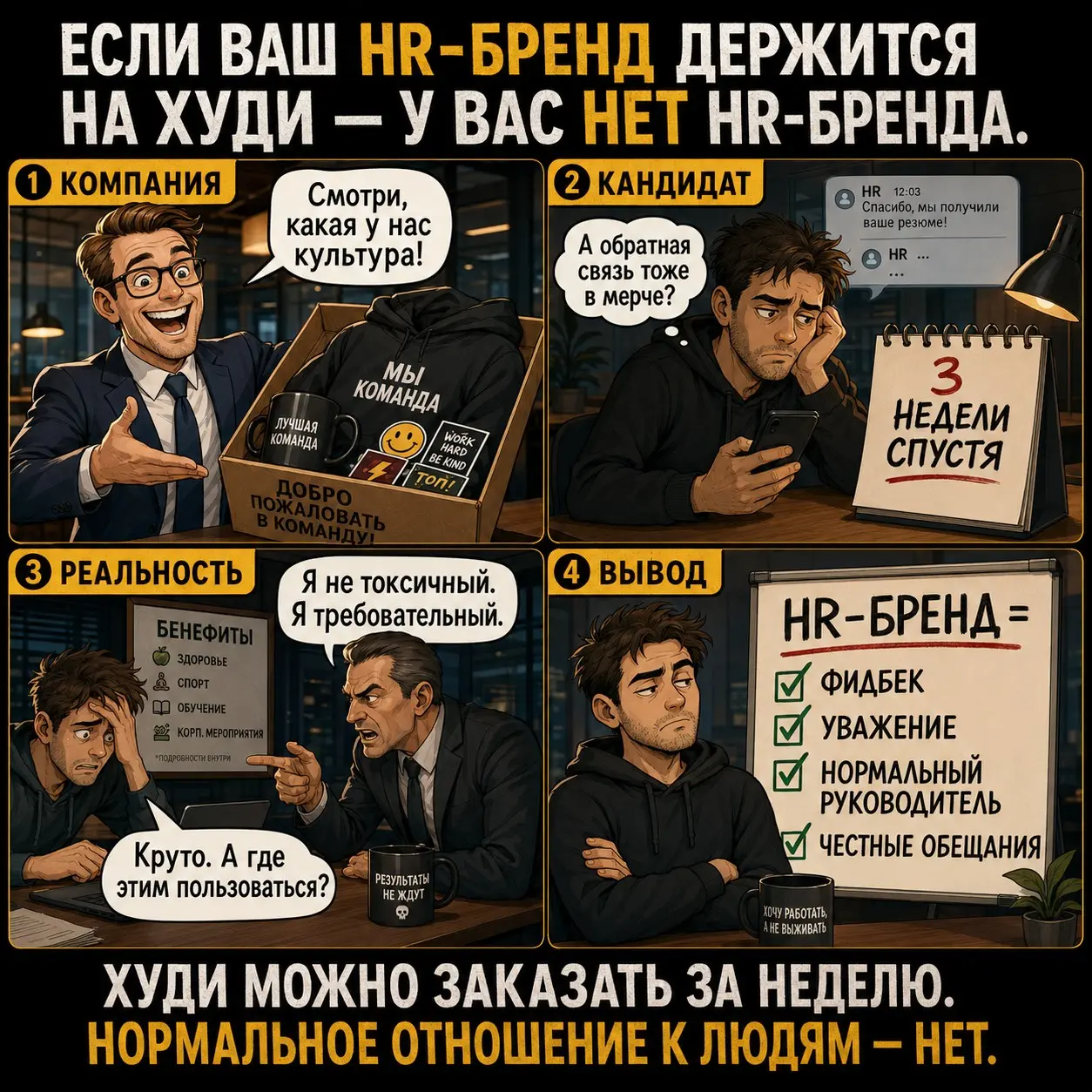 Если ваш HR-бренд держится на худи, у вас нет HR-бренда. | Сетка — социальная сеть от hh.ru