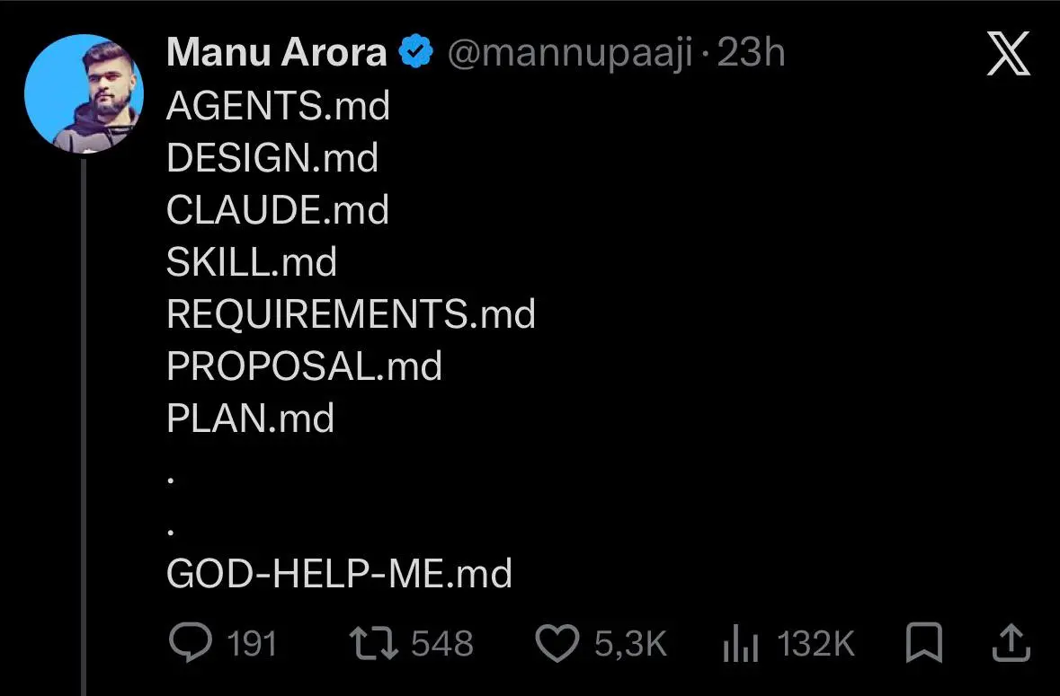 Markdown Driven Development
#мемы #ai | @ulyanovlife | Сетка — социальная сеть от hh.ru