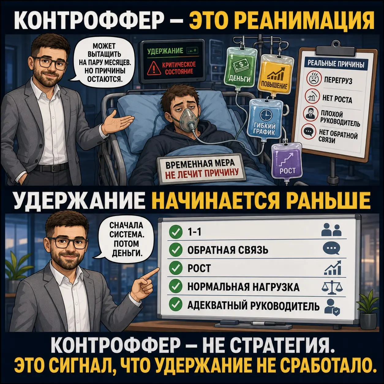 HR, контроффер - это не удержание. Это реанимация. | Сетка — социальная сеть от hh.ru