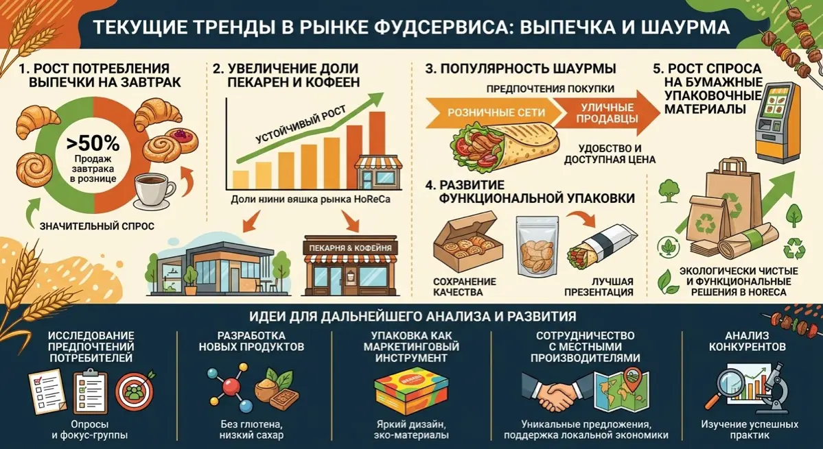Полезная информация и статистика о текущих трендах в рынке фудсервиса, особенно в сегментах выпечки и шаурмы.
Основные тенденции на рынке фудсервиса
1 | Сетка — социальная сеть от hh.ru