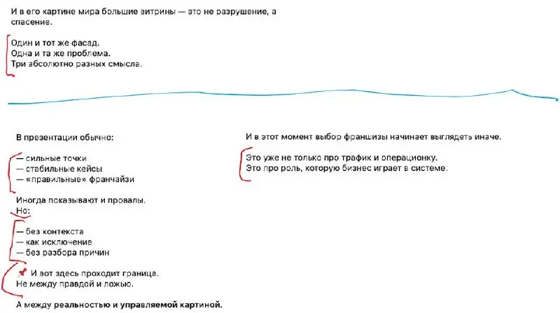 Недоверие к автору на основе формы
Почитал один канал про франшизы. Вроде мысли в постах встречаются интересные, но почти в каждом - нейрослоповые формулировки (скрины) | Сетка — социальная сеть от hh.ru