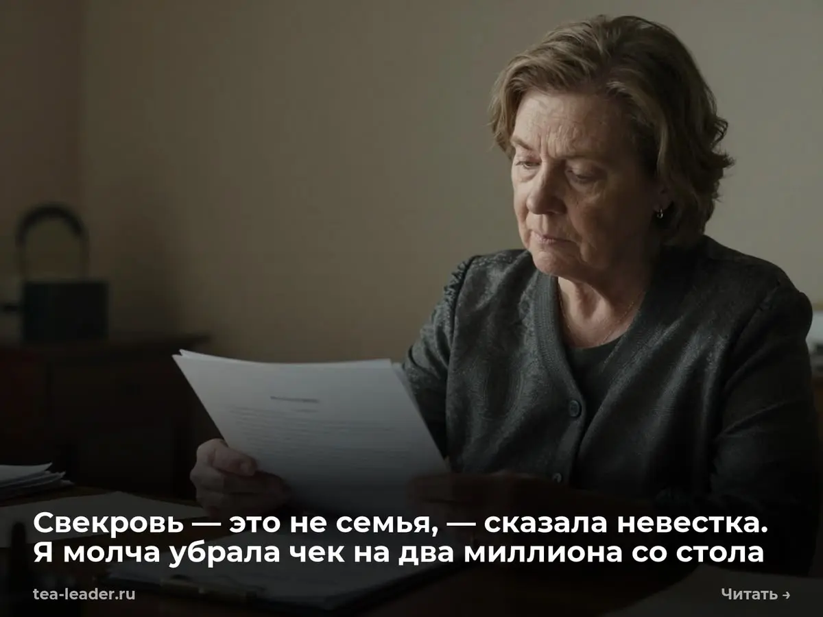 Свекровь — это не семья, — сказала невестка. Я молча убрала чек на два миллиона со стола
— Ты вообще понимаешь, что ты делаешь? — спросил мой сын, глядя, как я перекладываю документы в папку | Сетка — социальная сеть от hh.ru