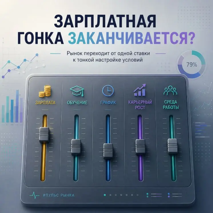 🪙 Зарплатная гонка заканчивается?
Последние несколько лет рынок труда жил по довольно простой логике:
не хватает людей — повышаем зарплаты
Во многих компаниях это действительно работало | Сетка — социальная сеть от hh.ru